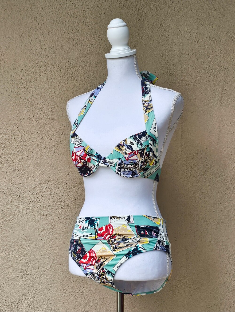 Victoria's Secret Bon Voyage Pin Up Aesthetic Swim Suite Sz Small 32A